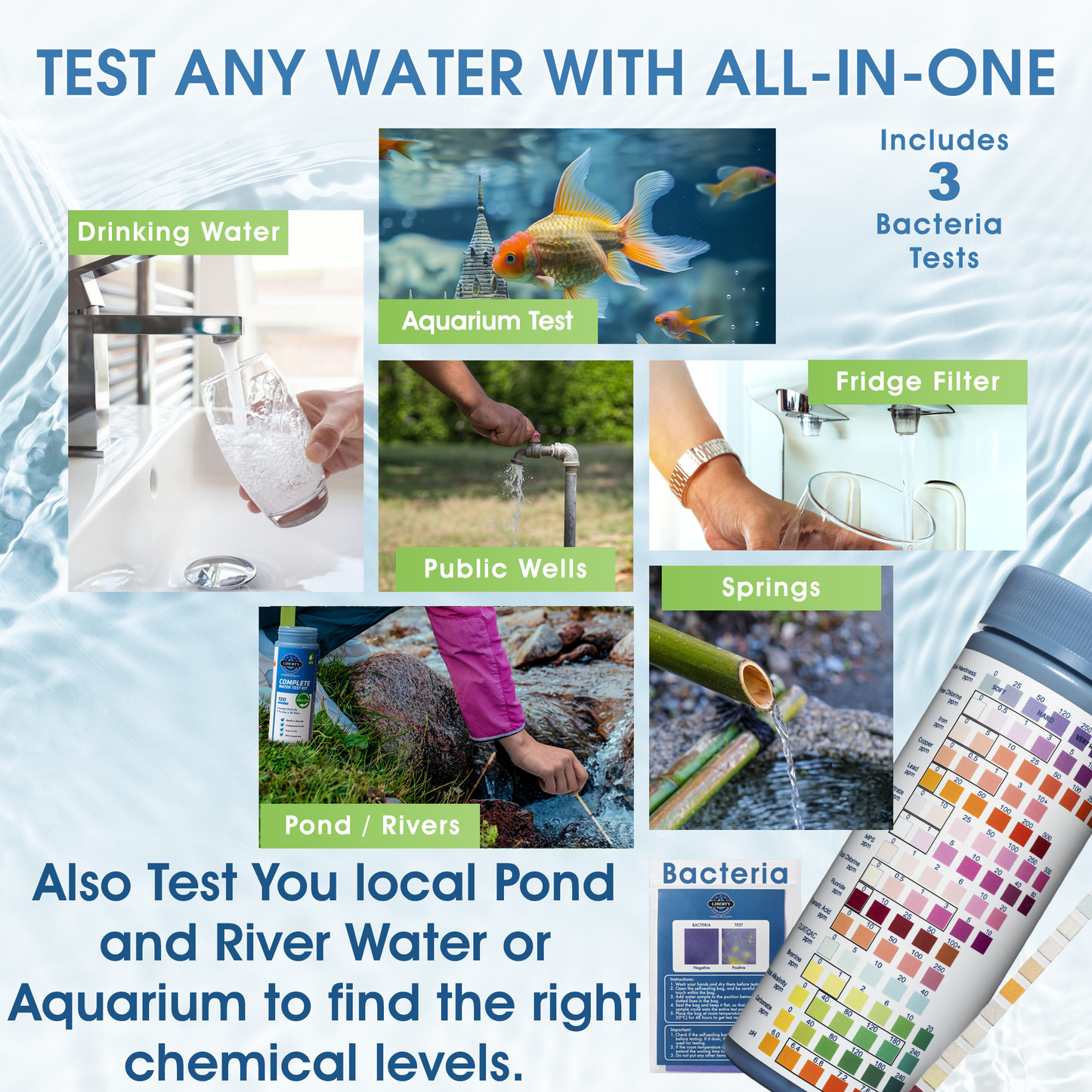 All-in-ONE (145-Piece Kit) Water Testing for Home Drinking Water, Wells, and Bacteria Tests with 17 Unique Tests