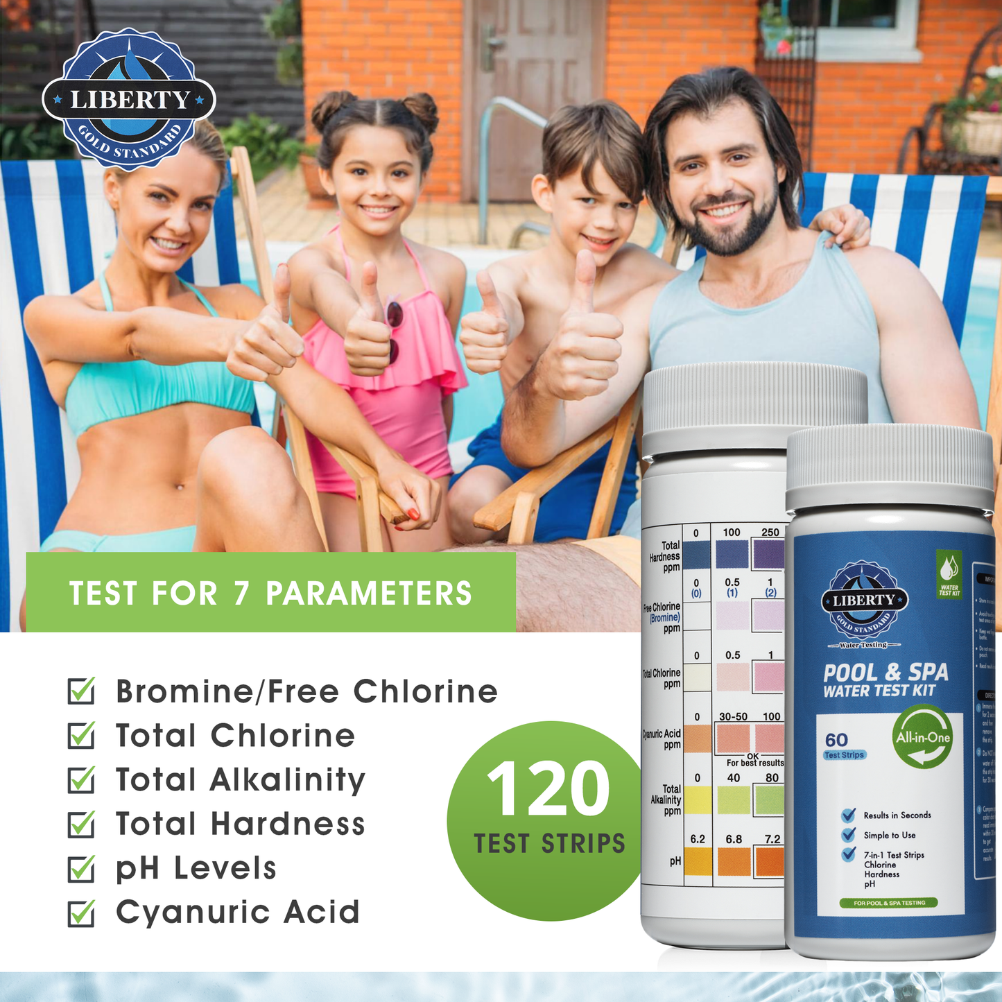 All-in-ONE (121-Piece Kit) Water Testing for Outdoor Pools & Spas Includes 7 Parameters for Testing