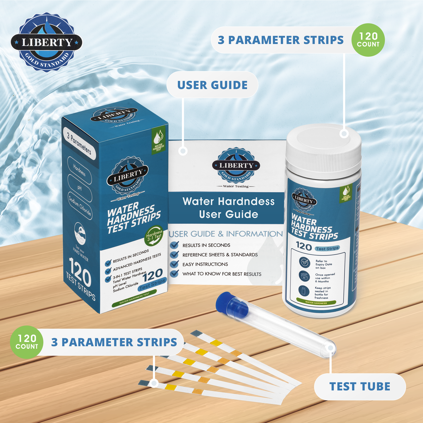 Water Hardness 3-1 Test Strips: Testing Hard Water, pH and Salt in Your Home, Drinking, Well or Swimming Pool