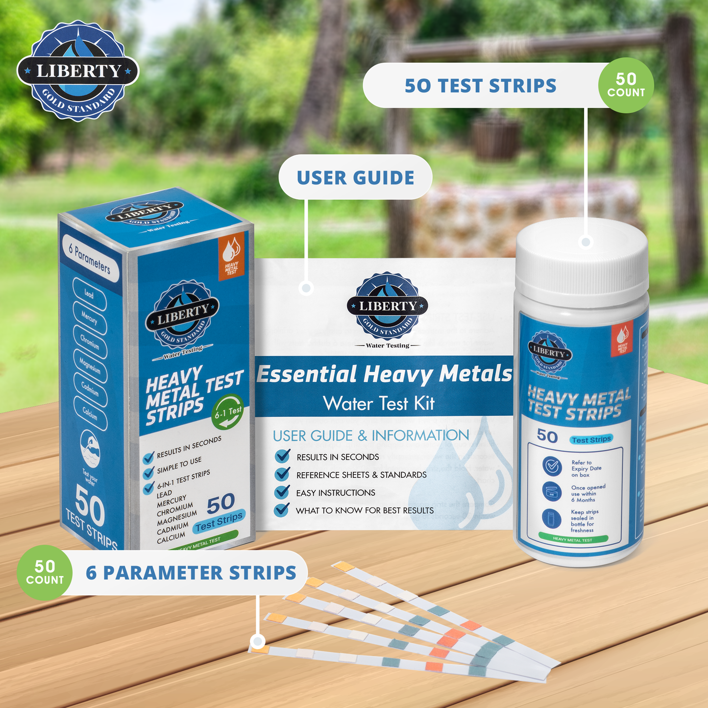 Essential Heavy Metals Water Test (6 in 1  Tests) - Lead, Mercury, Chromium, Magnesium, Cadmium, Calcium