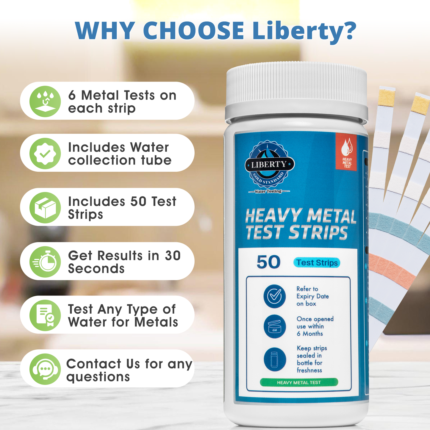 Essential Heavy Metals Water Test (6 in 1  Tests) - Lead, Mercury, Chromium, Magnesium, Cadmium, Calcium