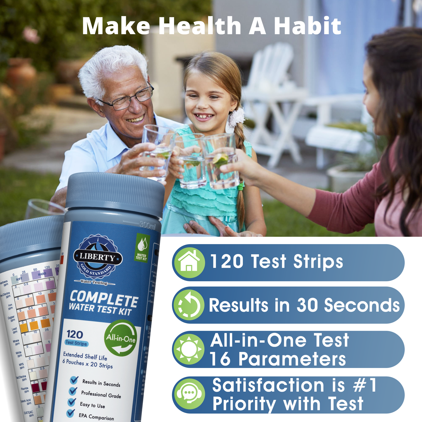 All-in-ONE (121-Piece Kit) Water Testing for Home Drinking Water, Wells, with 16 Unique Tests