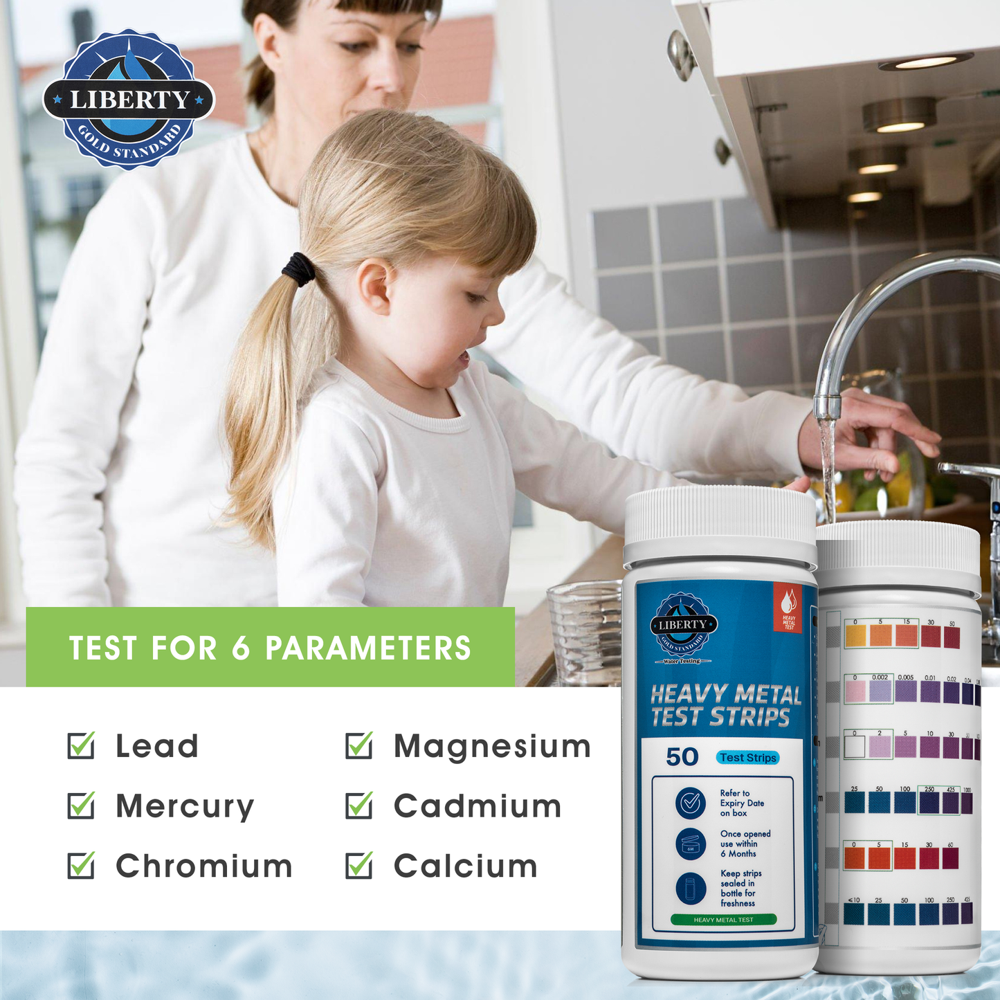 Essential Heavy Metals Water Test (6 in 1  Tests) - Lead, Mercury, Chromium, Magnesium, Cadmium, Calcium