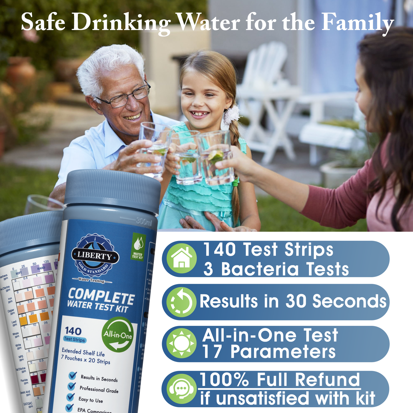 All-in-ONE (145-Piece Kit) Water Testing for Home Drinking Water, Wells, and Bacteria Tests with 17 Unique Tests