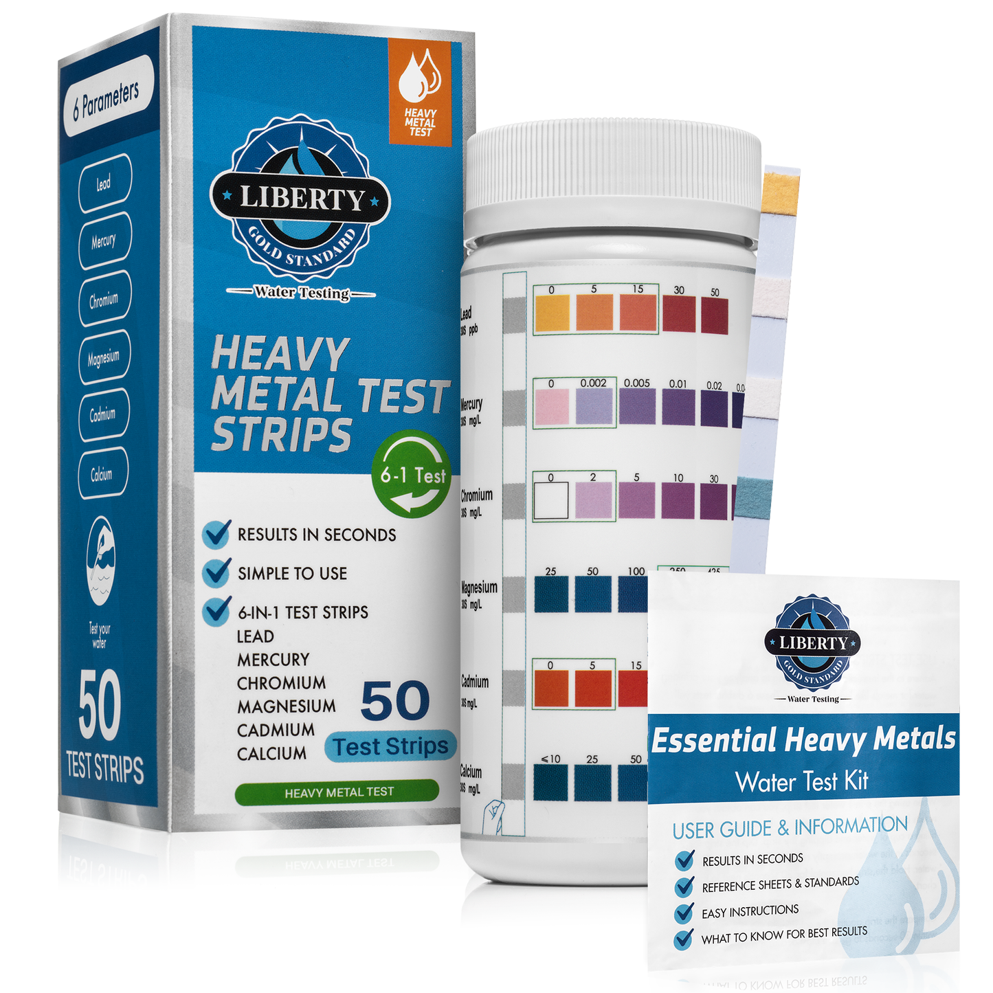 Essential Heavy Metals Water Test (6 in 1  Tests) - Lead, Mercury, Chromium, Magnesium, Cadmium, Calcium