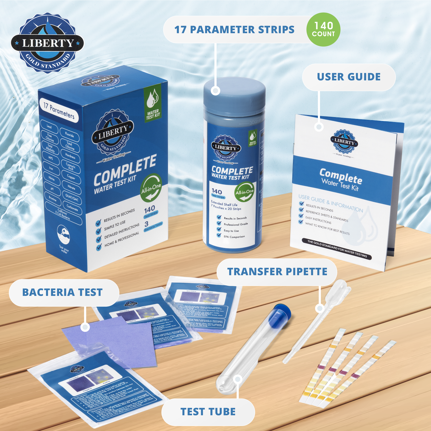 All-in-ONE (145-Piece Kit) Water Testing for Home Drinking Water, Wells, and Bacteria Tests with 17 Unique Tests