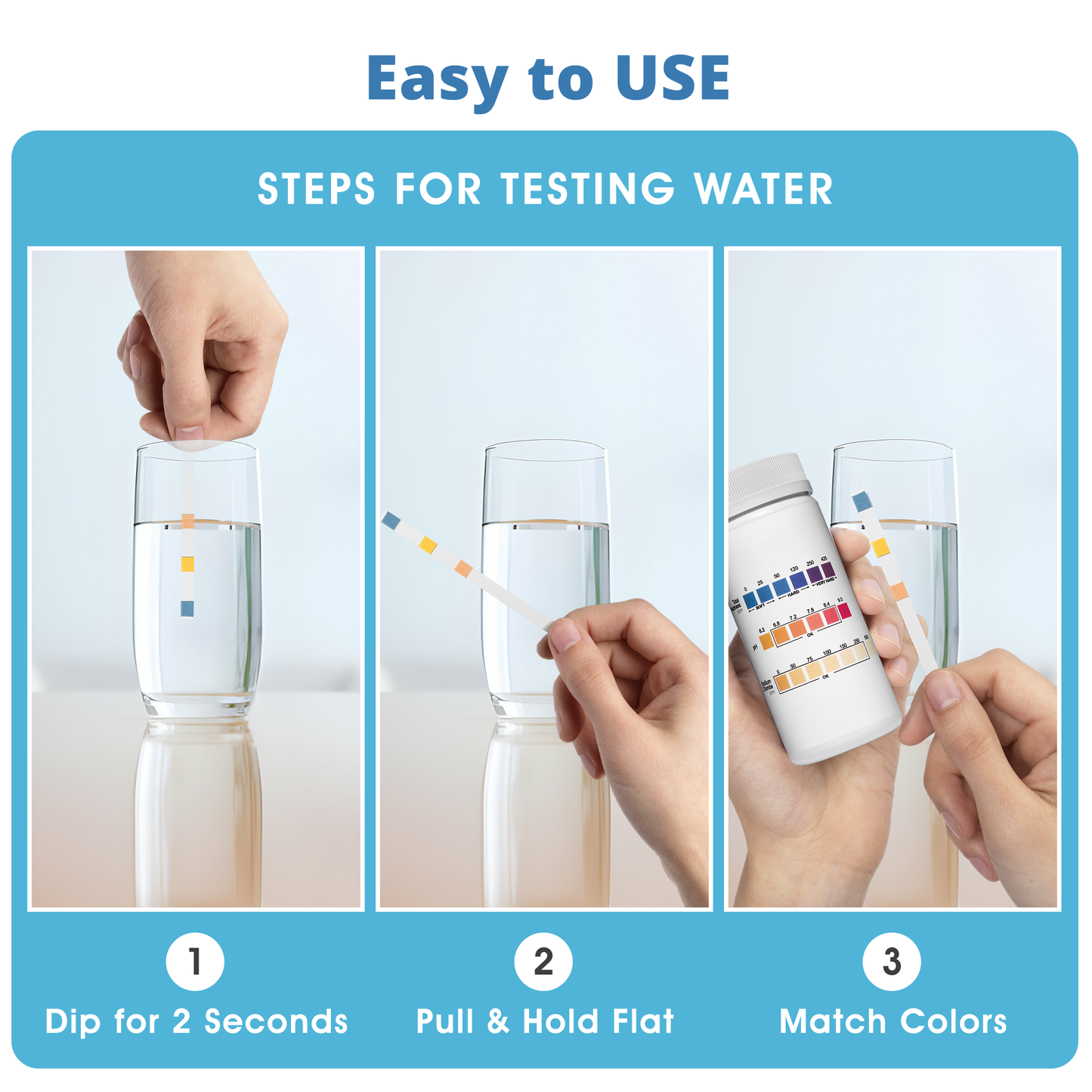 Water Hardness 3-1 Test Strips: Testing Hard Water, pH and Salt in Your Home, Drinking, Well or Swimming Pool